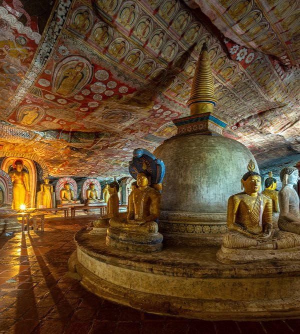 Golden Buddhas in the Dambulla caves