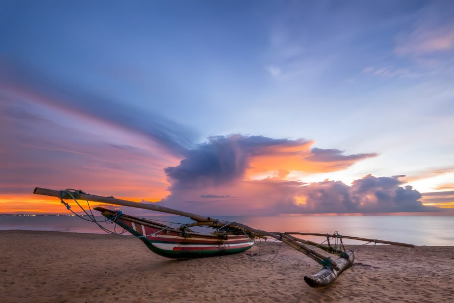 Outrigger canoe at dusk, Negombo