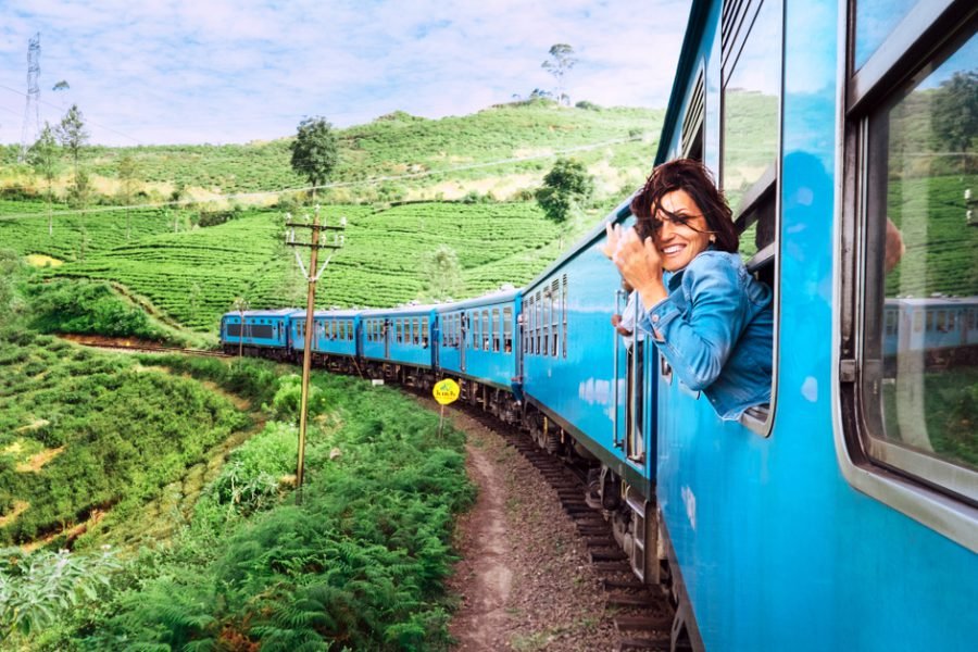 Leaning out of the Kandy–Ella train