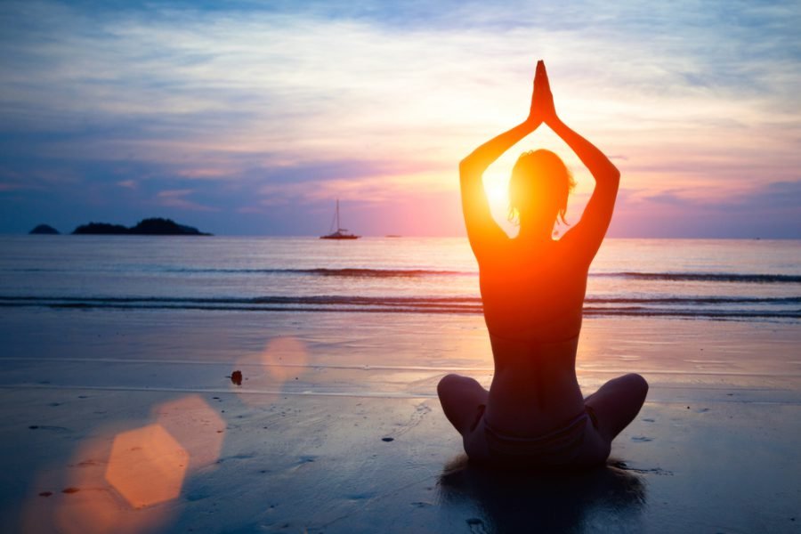 Sunset yoga on the beach